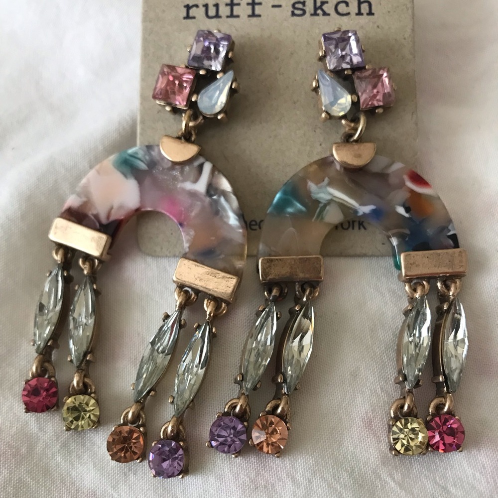 Multicolor tortoise and stone earrings